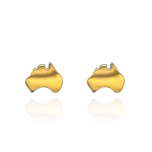 Australian Map Earring Studs Gold