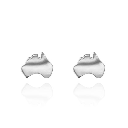 Australian Map Earring Studs Silver