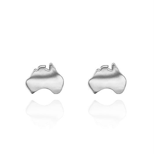 Australian Map Earring Studs Silver