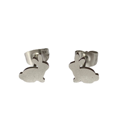 Rabbit Earring Studs Silver