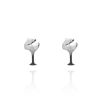 Cocktail Glass Earring Studs Silver