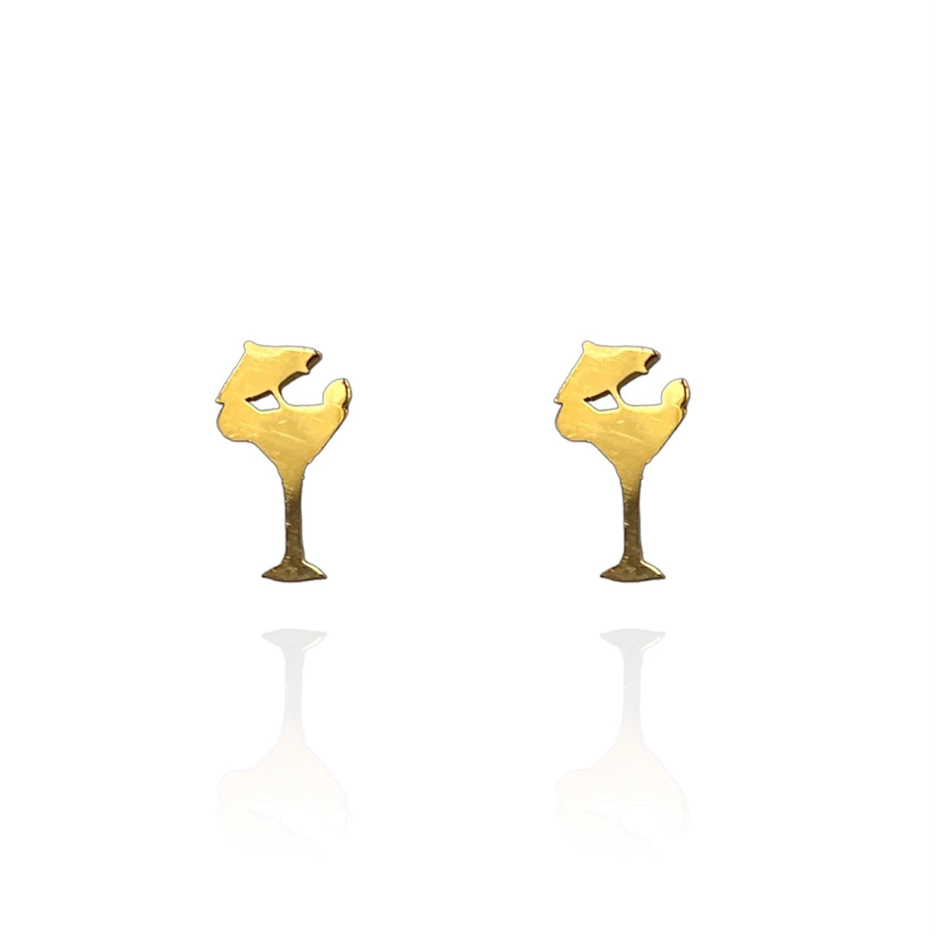 Cocktail Glass Earring Studs Gold