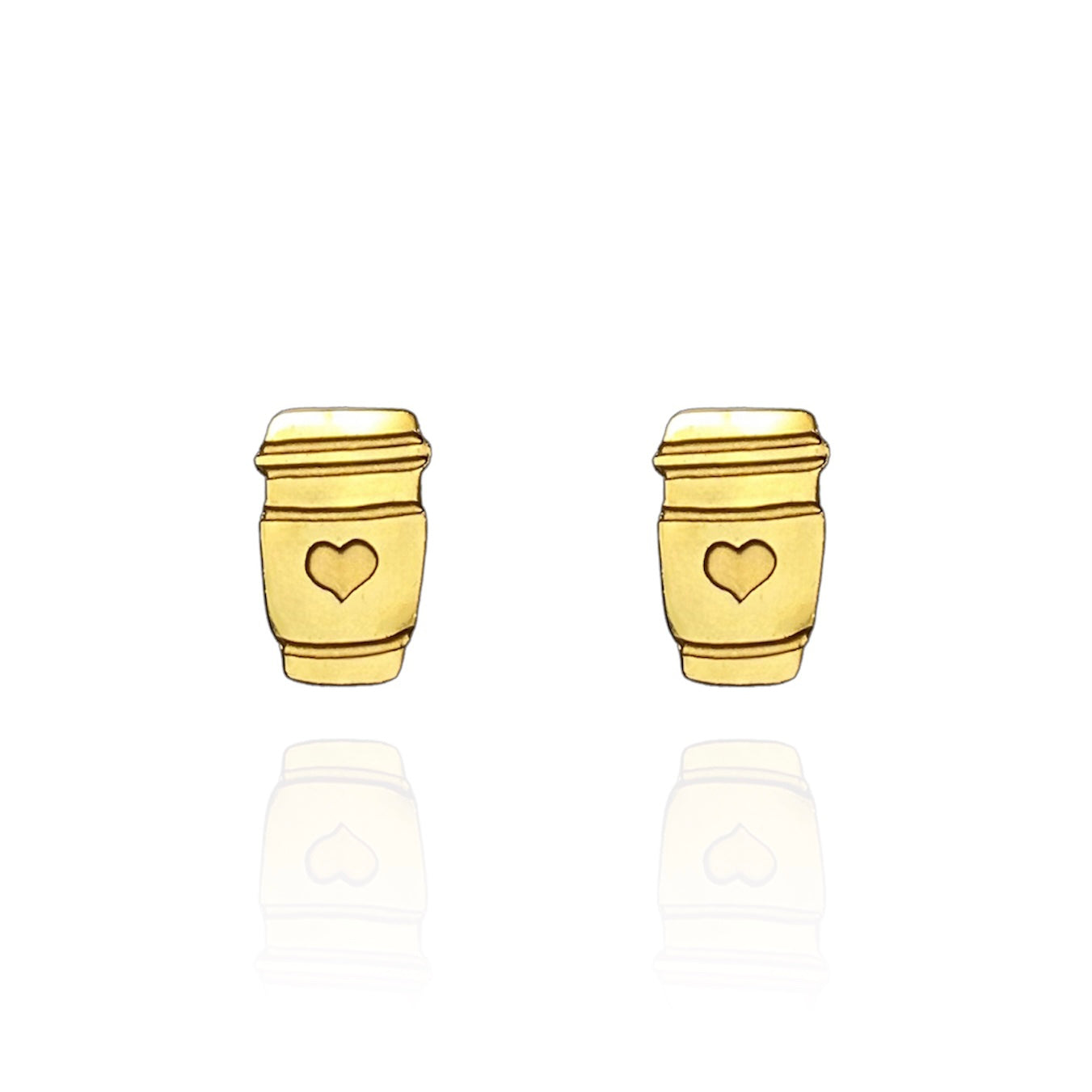 Coffee Lover Earring Studs Gold