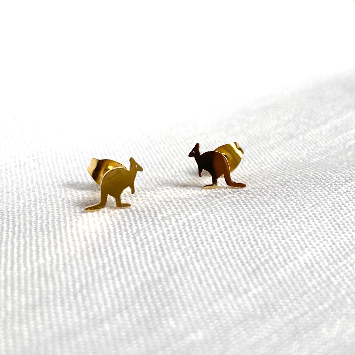 Kangaroo Earring Studs Gold