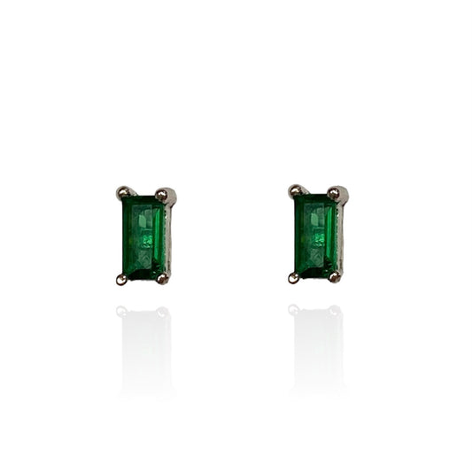 Silver Timeless Emerald Green Crystal Earrings