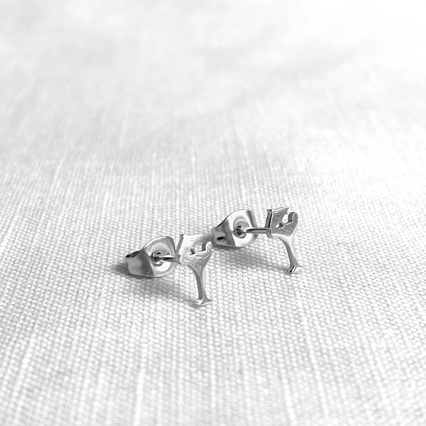 Cocktail Glass Earring Studs Silver