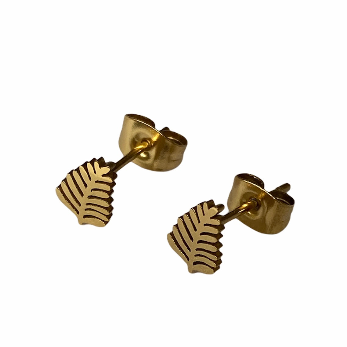 Fern Leaf Earring Studs Gold