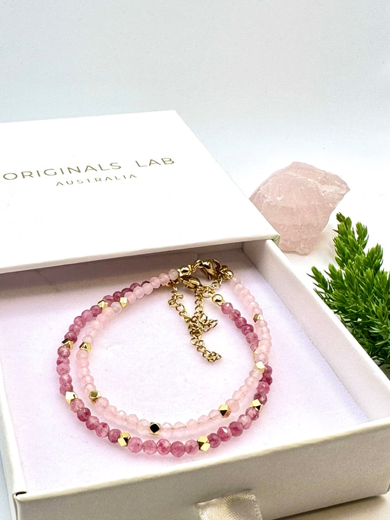 Pink Tourmaline Natural Gem Stone Bracelet