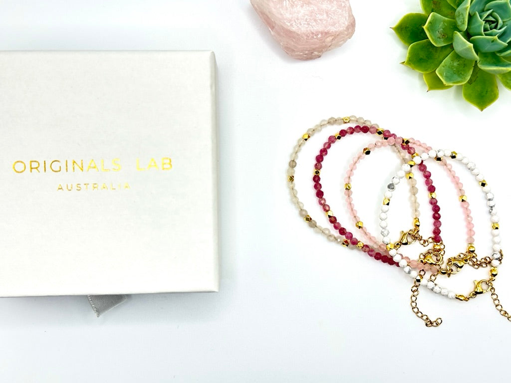 Pink Tourmaline Natural Gem Stone Bracelet