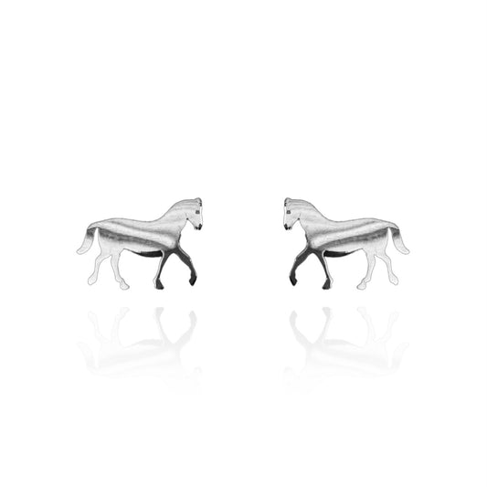 Horse Earring Studs Silver