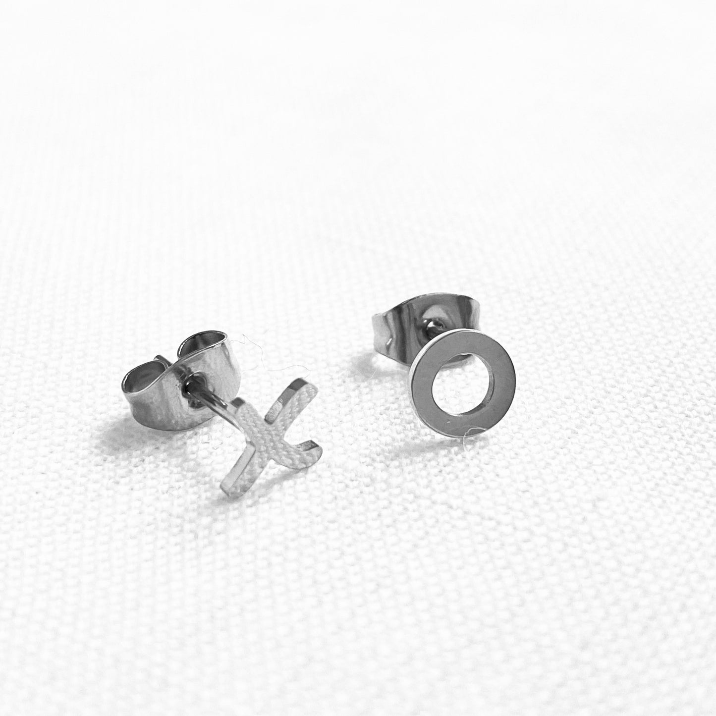X & O Earring Studs Silver