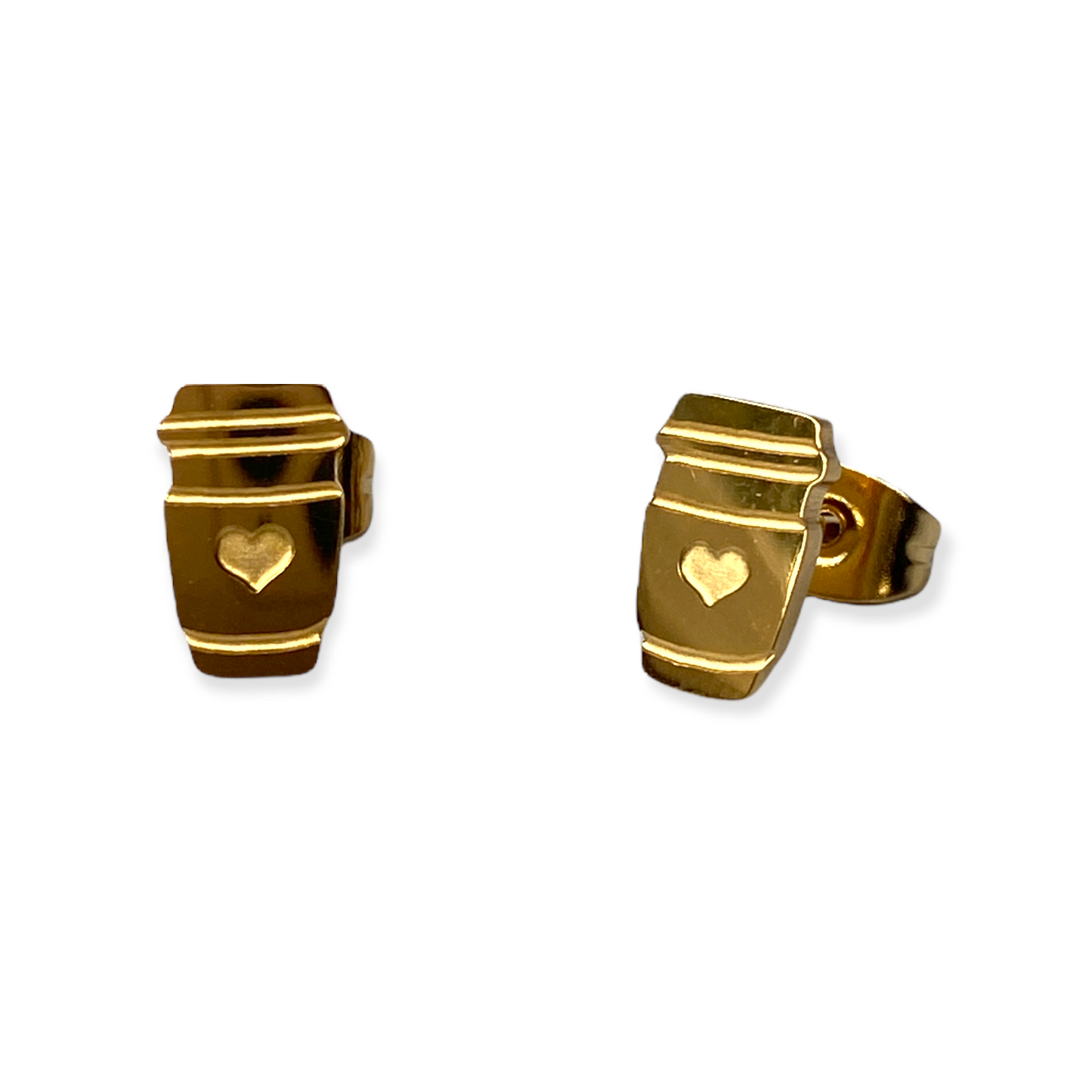Coffee Lover Earring Studs Gold