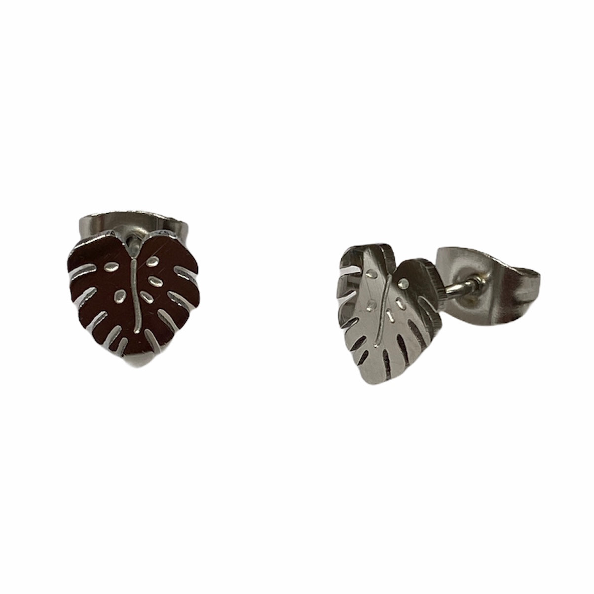 Monstera Leaf Earring Studs Silver