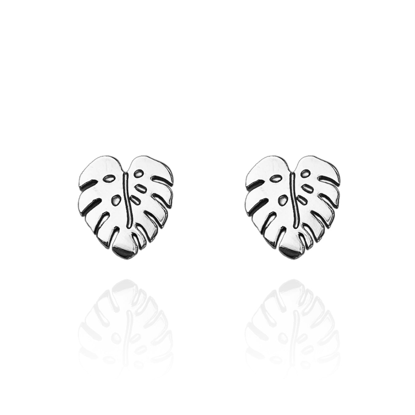 Monstera Leaf Earring Studs Silver
