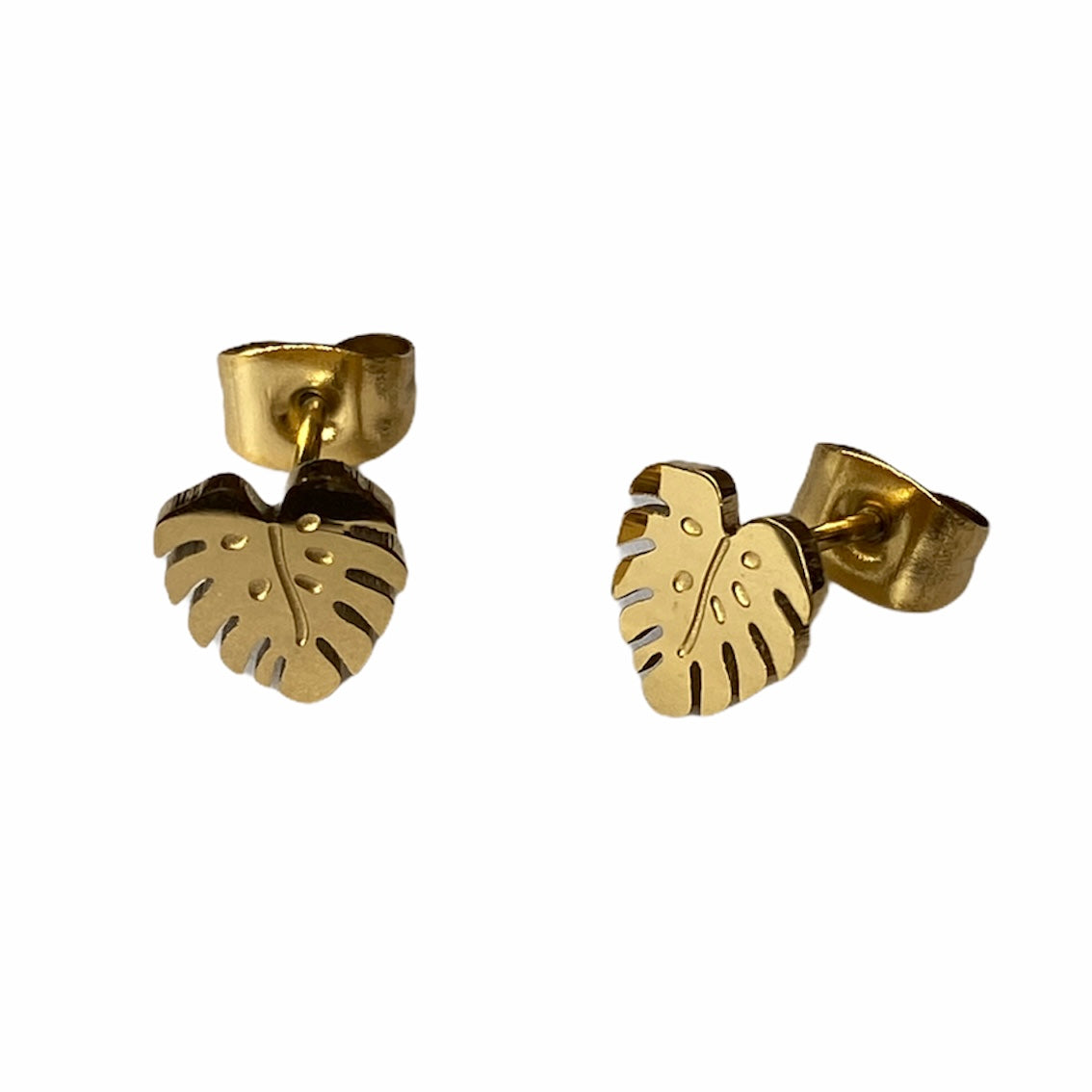 Monstera Leaf Earring Studs Gold