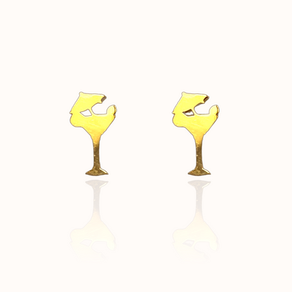 Cocktail Glass Earring Studs Gold