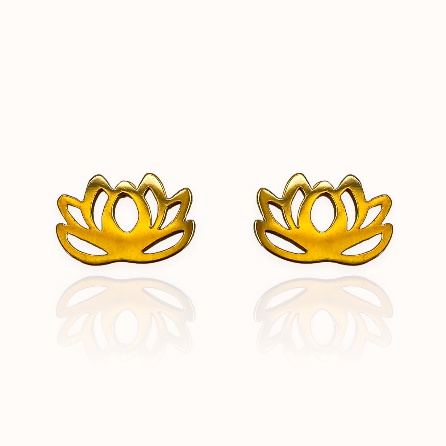 Lotus Flower Earring Studs Gold