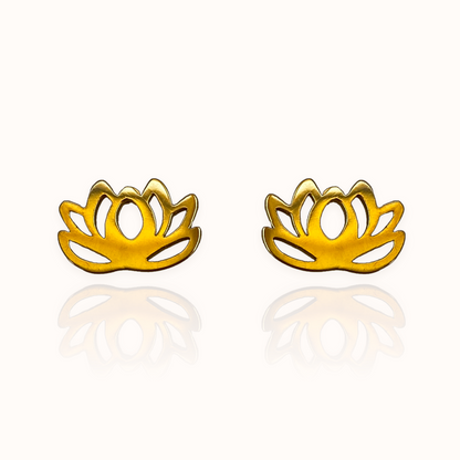 Lotus Flower Earring Studs Gold