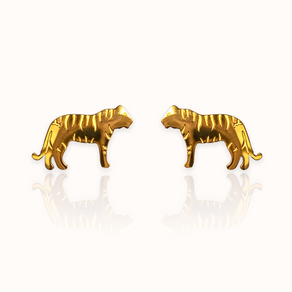 Tiger Earring Studs Gold