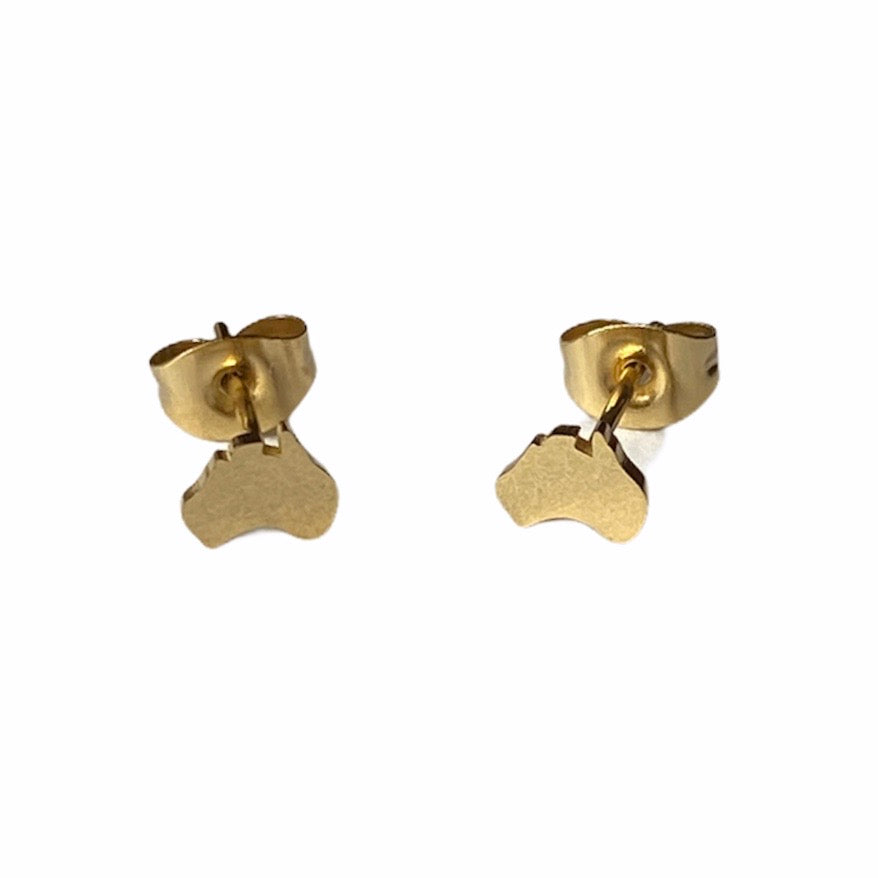 Australian Map Earring Studs Gold