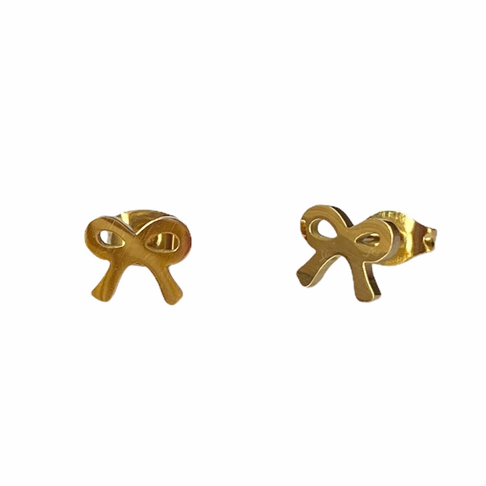 Bow Earring Studs Gold