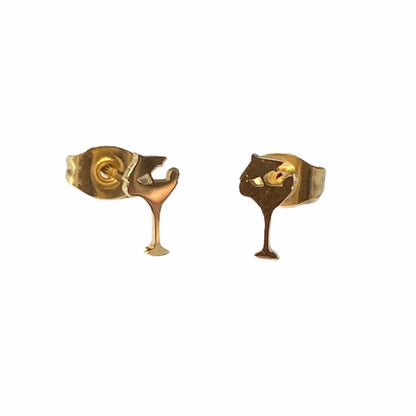 Cocktail Glass Earring Studs Gold