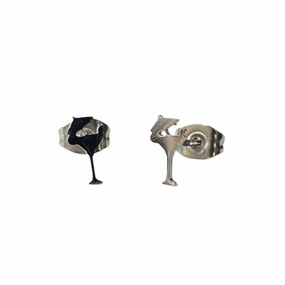 Cocktail Glass Earring Studs Silver