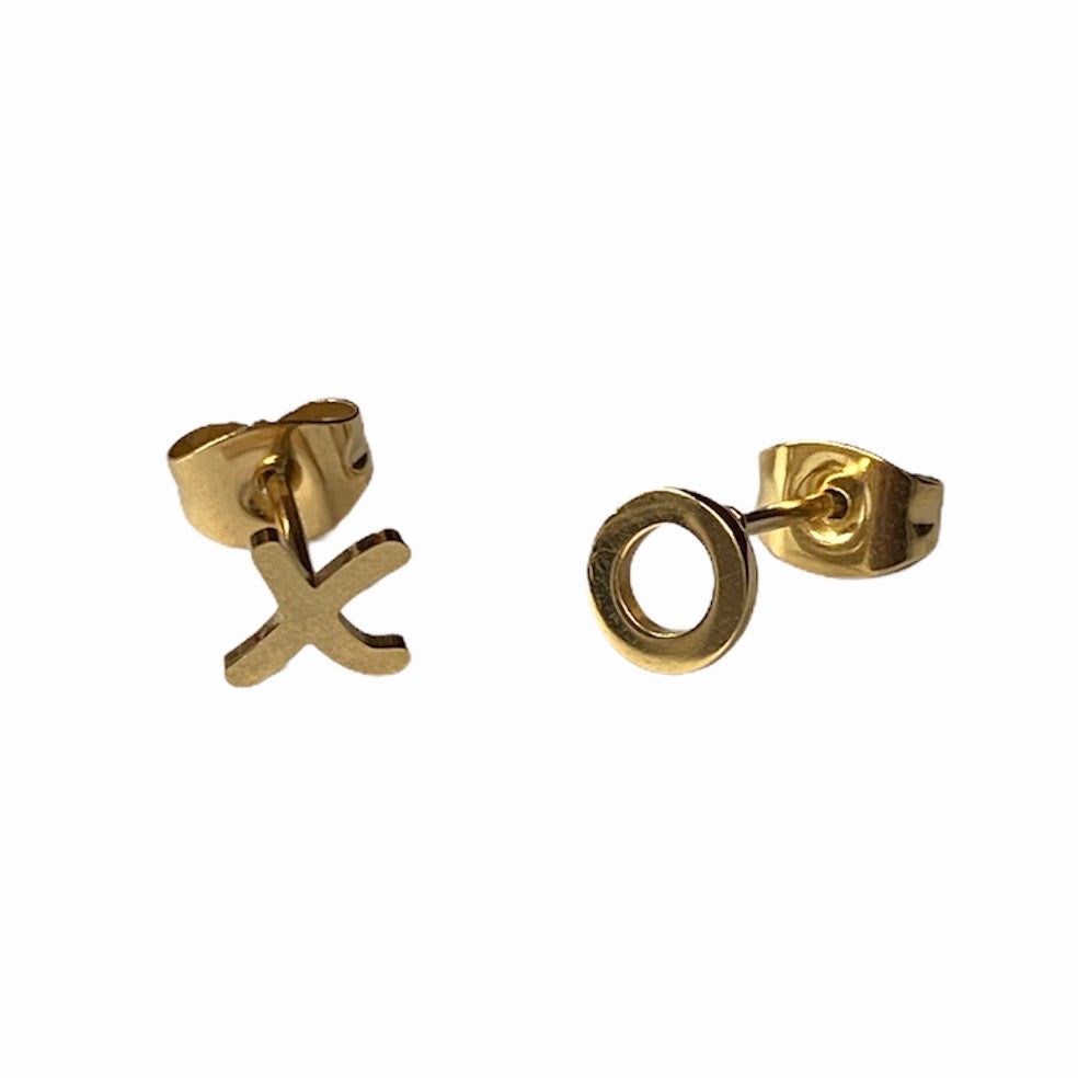 X & O Earring Studs Gold