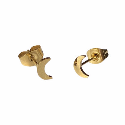 Moon Crescent Studs Gold