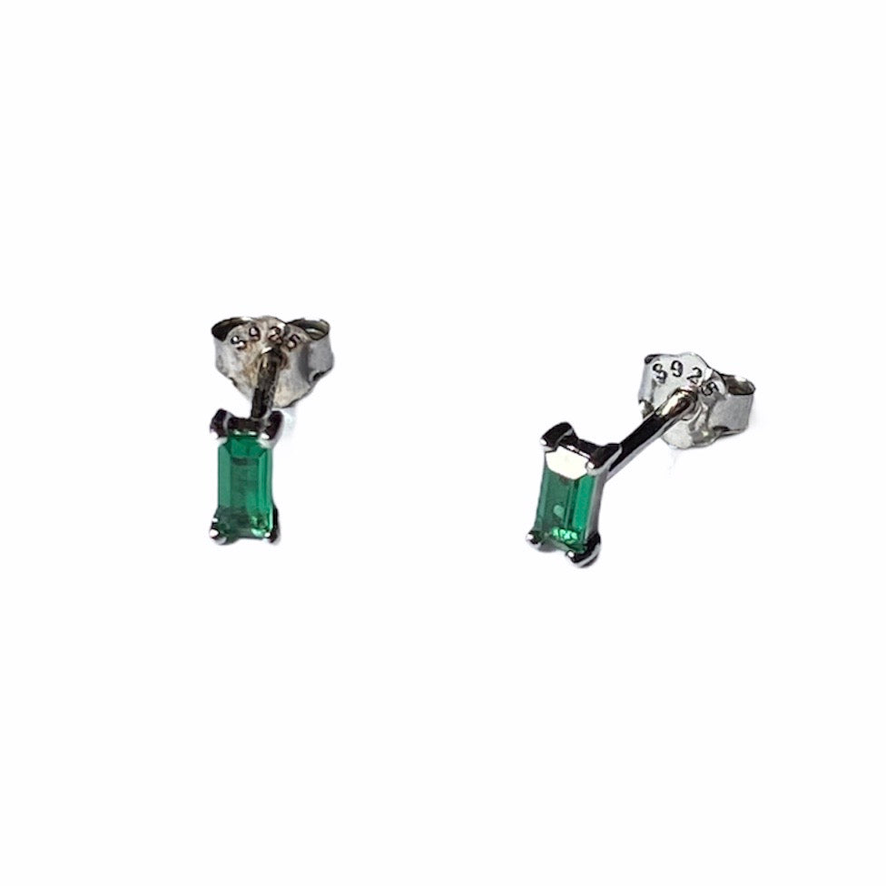 Silver Timeless Emerald Green Crystal Earrings