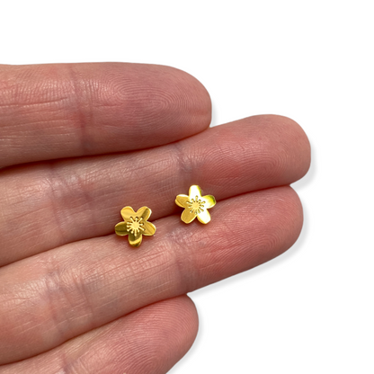 Cherry Blossom Sakura Earring Studs Gold