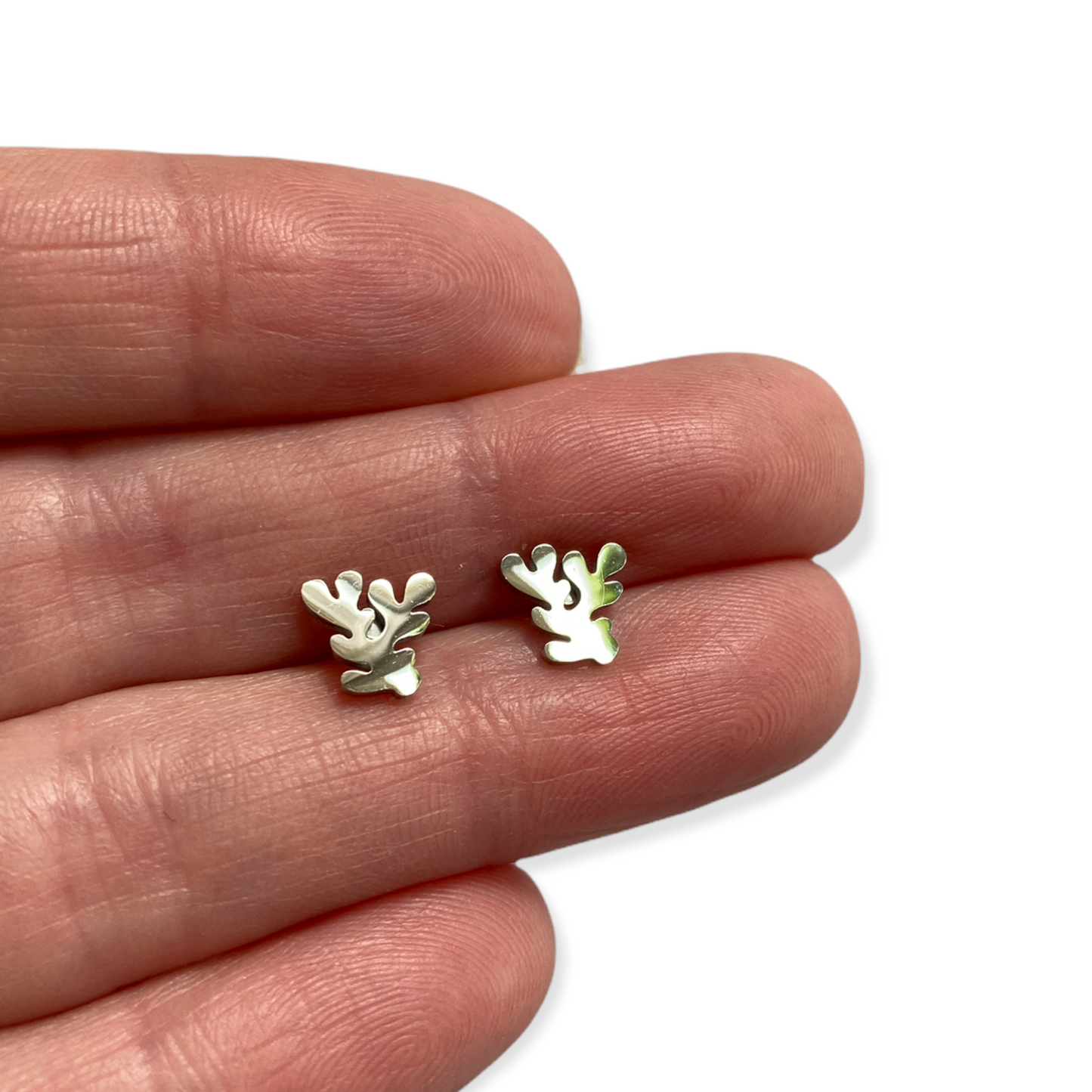 Matisse Inspired Coral Earring Studs Silver