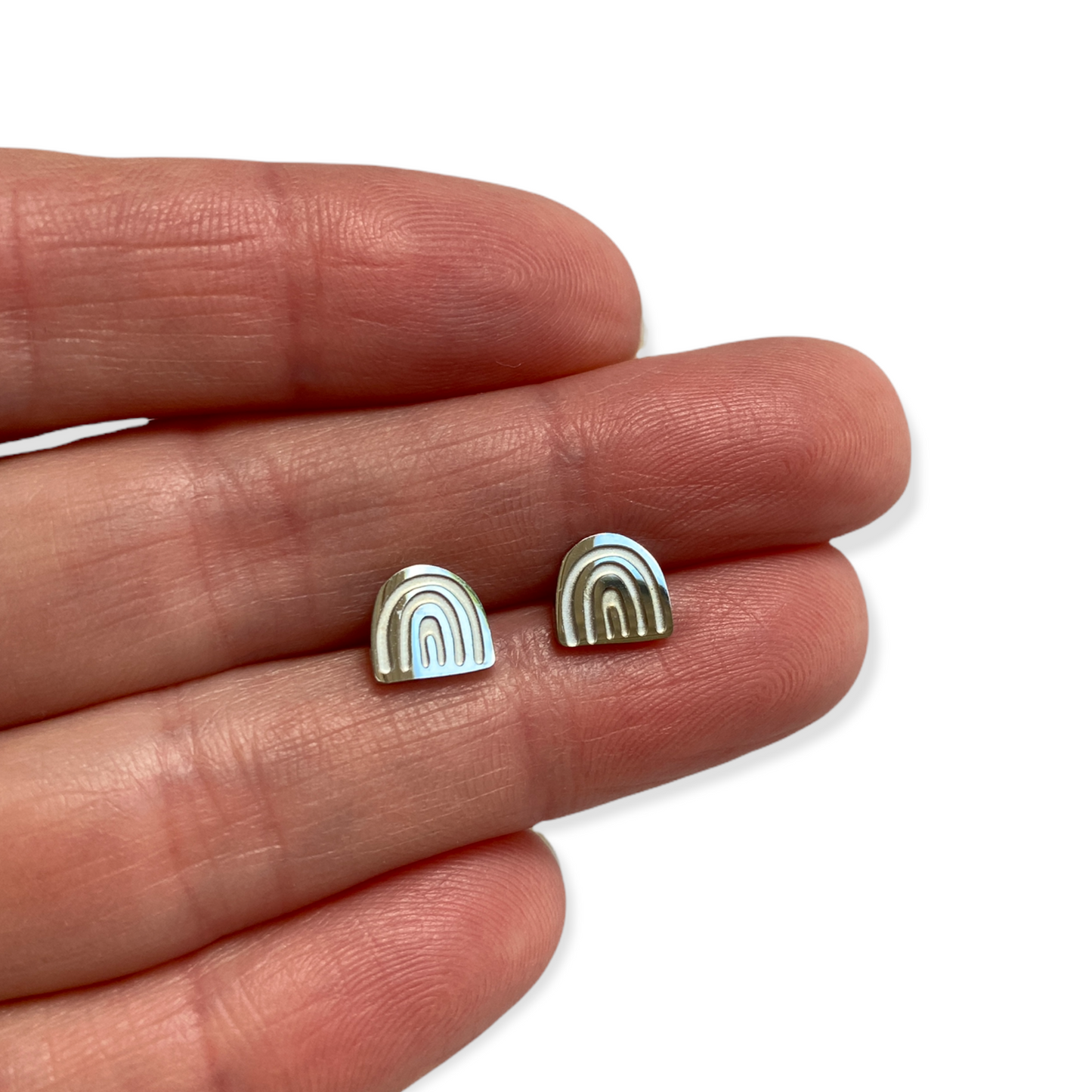 Rainbow Earring Studs Silver