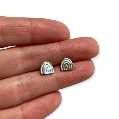 Rainbow Earring Studs Silver