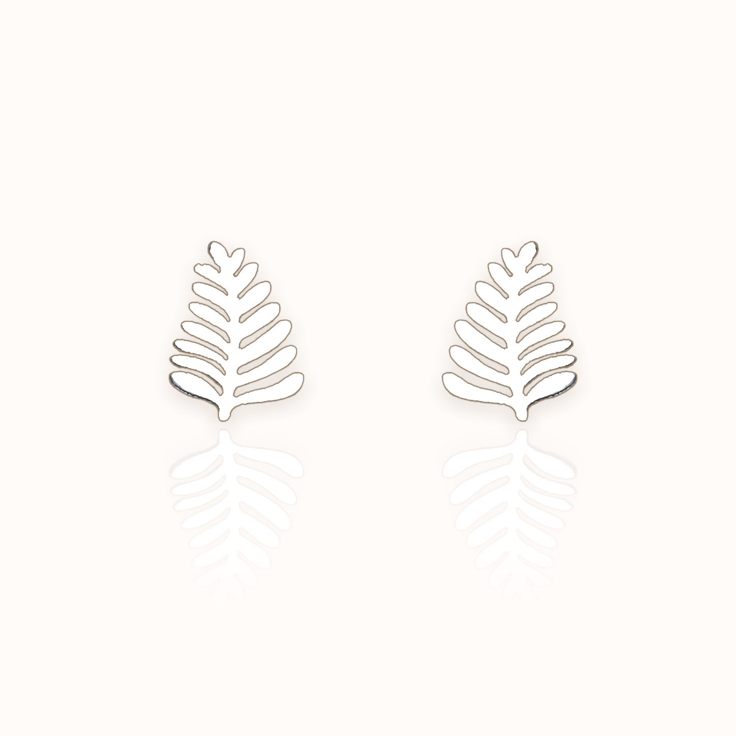 Fern Leaf Earring Studs Silver