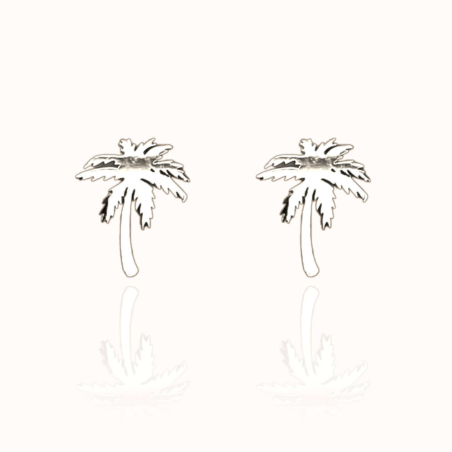 Palm Tree Earring Studs Silver