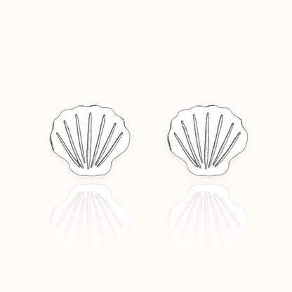 Shell Earring Studs Silver