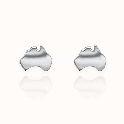 Australian Map Earring Studs Silver