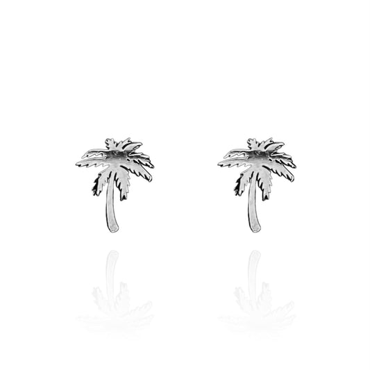 Palm Tree Earring Studs Silver