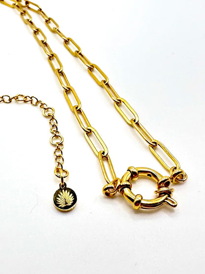 Statement Clasp Paper Clip Chain Necklace