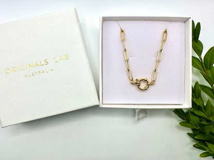 Statement Clasp Paper Clip Chain Necklace