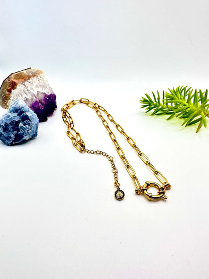 Statement Clasp Paper Clip Chain Necklace