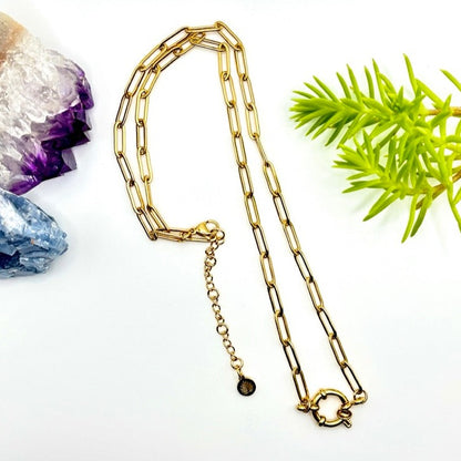 Statement Clasp Paper Clip Chain Necklace