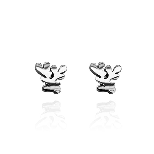 Matisse Inspired Coral Earring Studs Silver