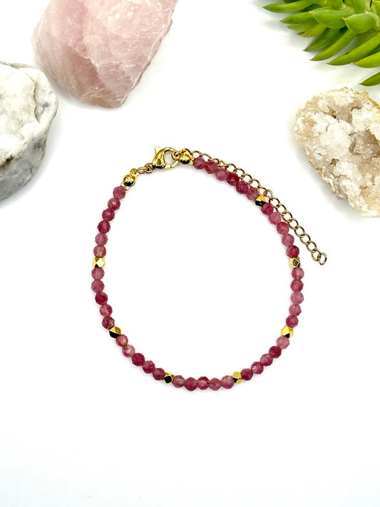 Pink Tourmaline Natural Gem Stone Bracelet