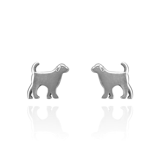 Dog Earring Studs Silver