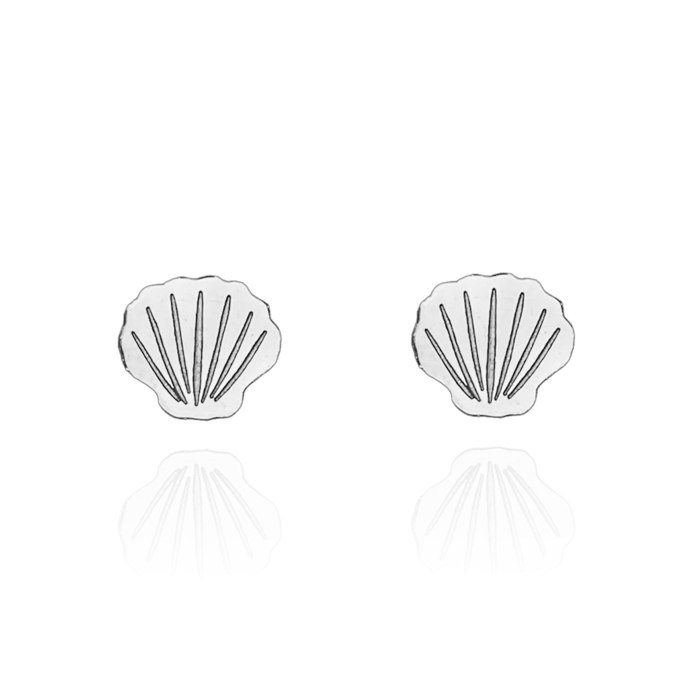 Shell Earring Studs Silver
