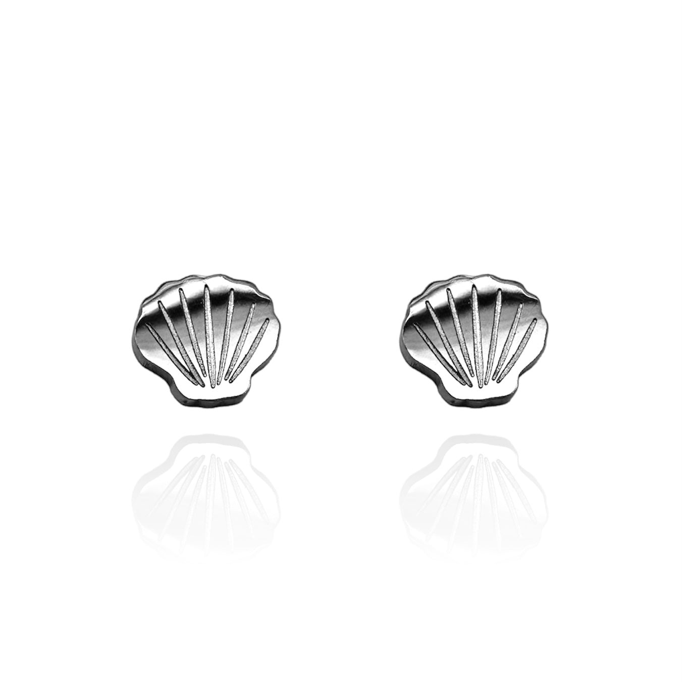 Shell Earring Studs Silver