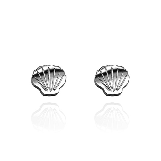 Shell Earring Studs Silver