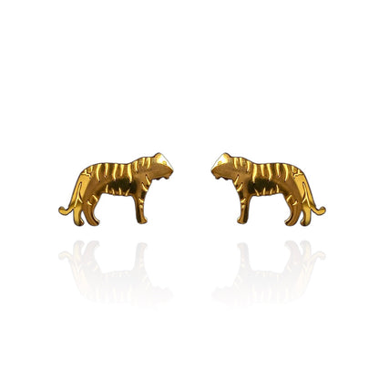 Tiger Earring Studs Gold